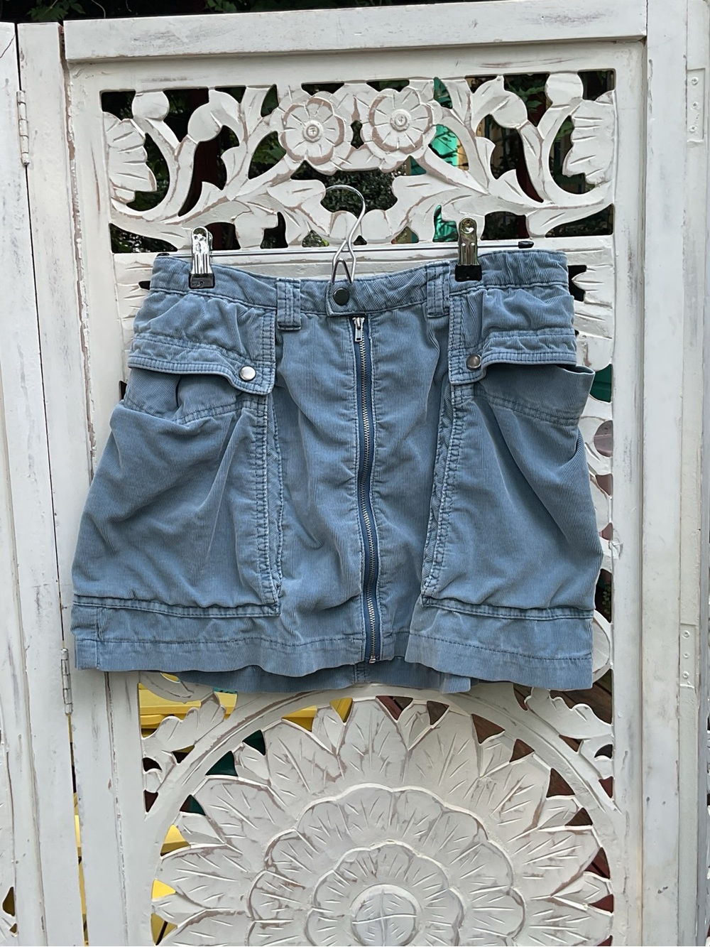 Free People Blue Full Zip Cago Mini Skirt